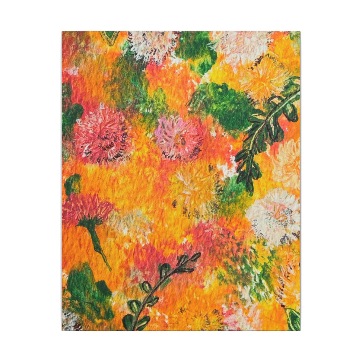 Vertical Canvas Print, 8×10" to 24×32" Bright Floral Pattern | Original Art